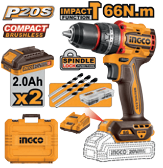Compact Brushless Cordless Impact Drill 66nm