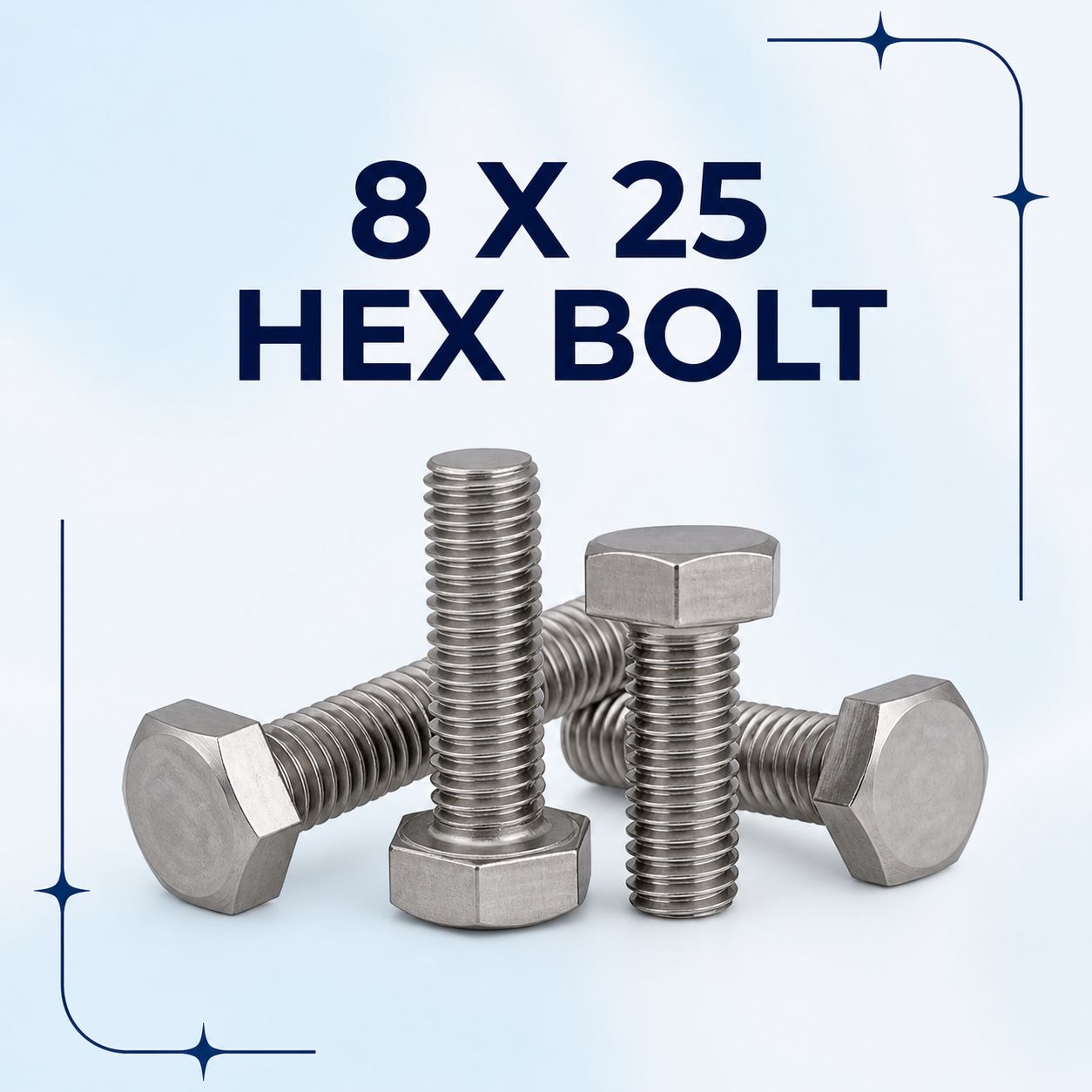 8 X 25 HEX BOLT(MOQ-500 Nos)