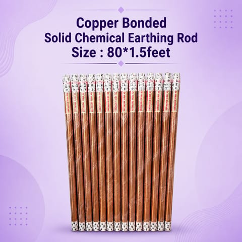 Copper Bonded Solid Chemical Earthing Rod Size : 80*1.5feet, As per IS 3043