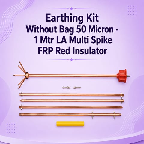 Earthing Kit Without Bag 50 Micron - 1 Mtr LA Multi Spike FRP Red Insulator