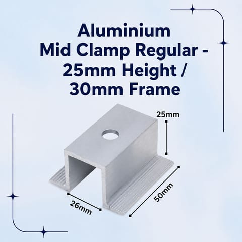 Aluminium Mid Clamp Regular - 25mm Height / 30mm Frame