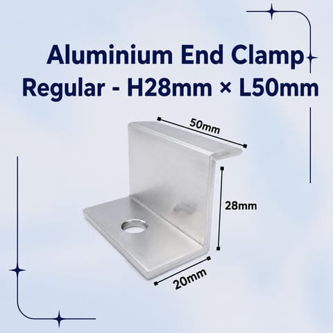 Aluminium End Clamp Regular - H28mm × L50mm