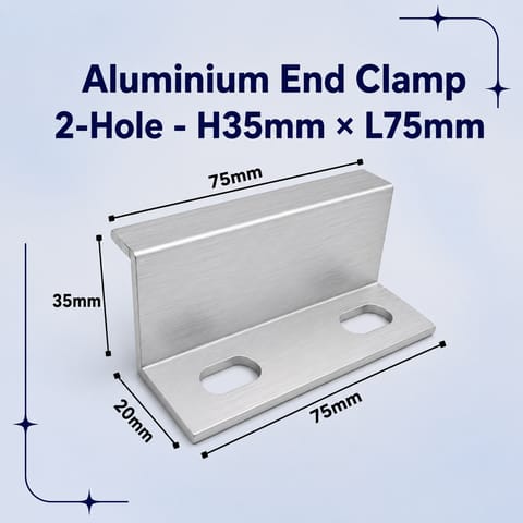 Aluminium End Clamp 2-Hole - H35mm × L75mm
