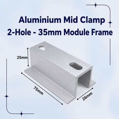 Aluminium Mid Clamp 2-Hole - 35mm Module Frame