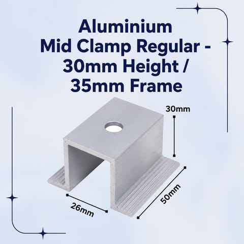Aluminium Mid Clamp Regular - 30mm Height / 35mm Frame