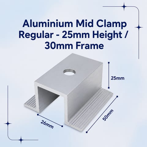 Aluminium Mid Clamp Regular - 25mm Height / 30mm Frame