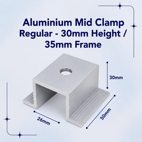 Aluminium Mid Clamp Regular - 30mm Height / 35mm Frame