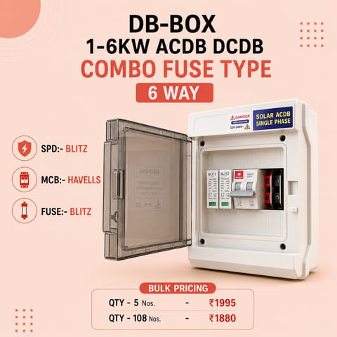 DB-BOX 1-6KW ACDB DCDB COMBO FUSE TYPE&nbsp;6 WAY&nbsp;