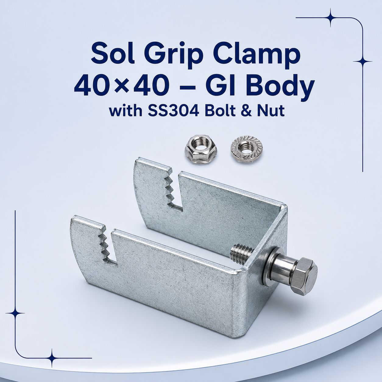 Sol Grip Clamp 40×40 – GI Body with SS304 Bolt 