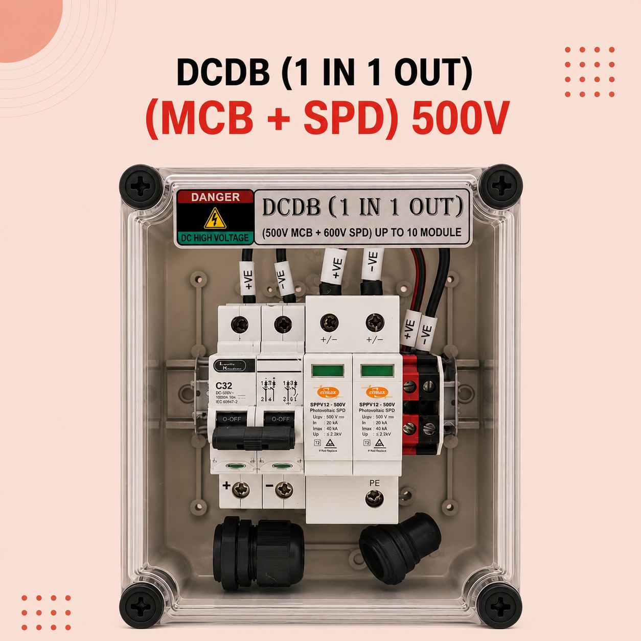 DCDB (1 IN 1 OUT) (MCB + SPD) 500V