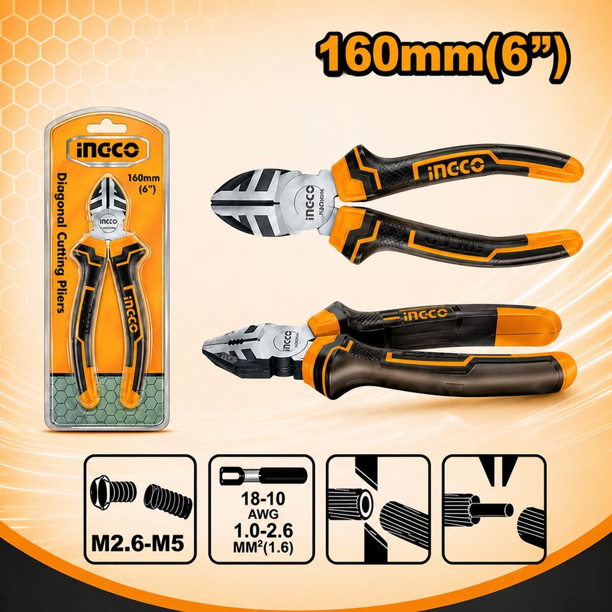 Diagonal cutting pliers 160mm