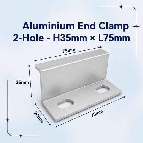 Aluminium End Clamp 2-Hole - H35mm × L75mm