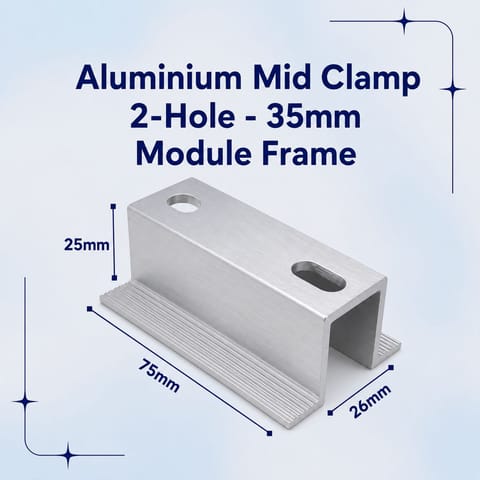 Aluminium Mid Clamp 2-Hole - 35mm Module Frame
