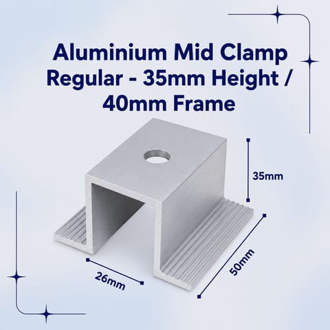 Aluminium Mid Clamp Regular - 35mm Height / 40mm Frame