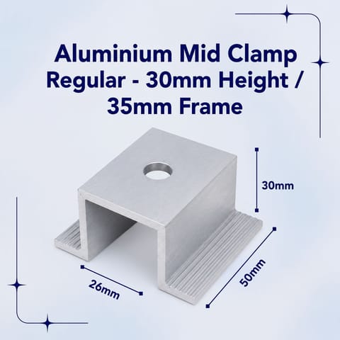 Aluminium Mid Clamp Regular - 30mm Height / 35mm Frame