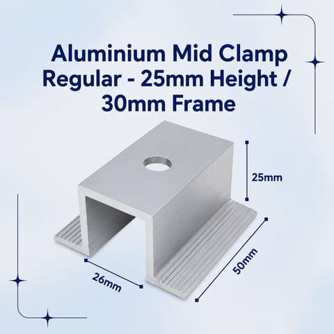 Aluminium Mid Clamp Regular - 25mm Height / 30mm Frame