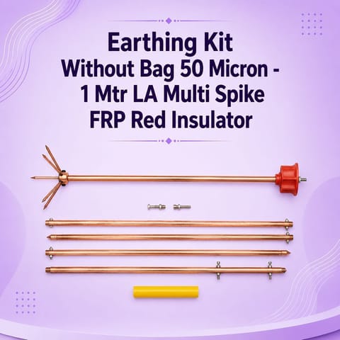 Earthing Kit Without Bag 50 Micron - 1 Mtr LA Multi Spike FRP Red Insulator
