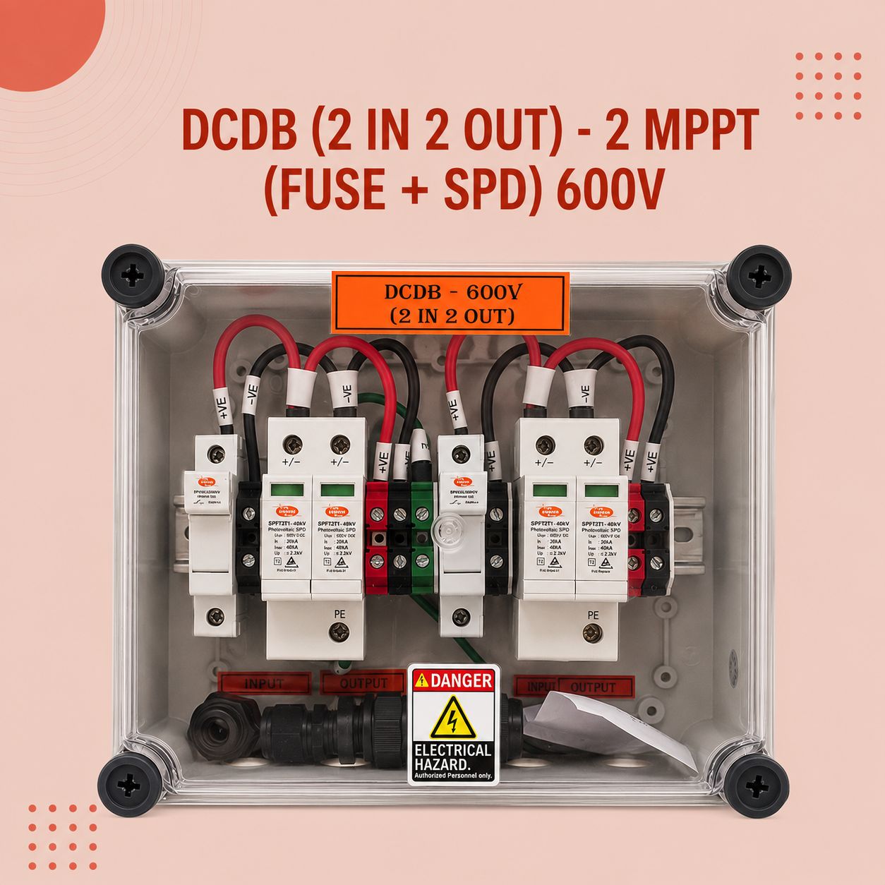 DCDB (2 IN 2 OUT)- 2 MPPT (FUSE + SPD) 600V