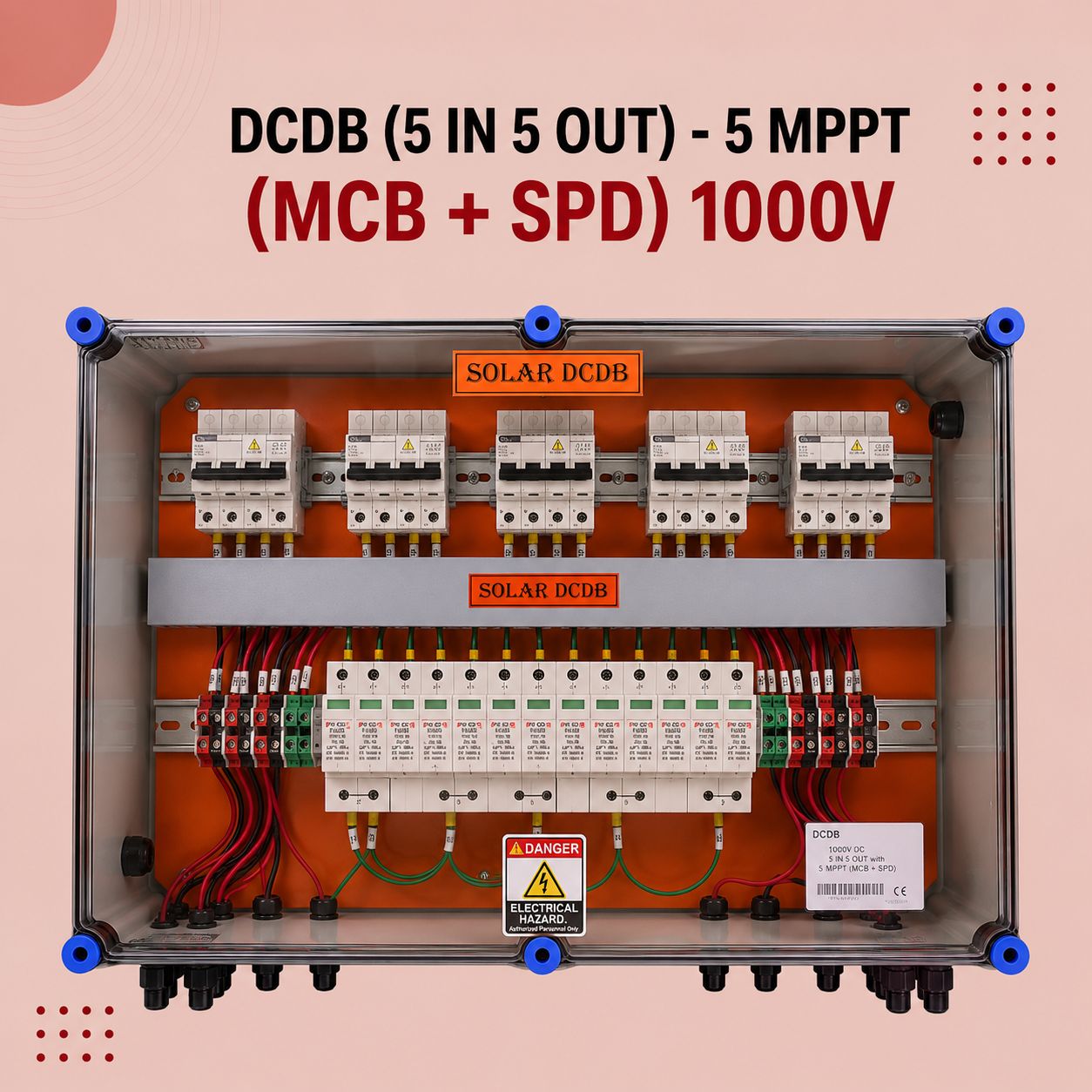 DCDB (5 IN 5 OUT)- 5 MPPT (MCB + SPD) 1000V