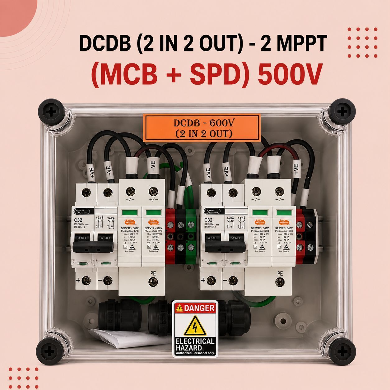 DCDB (2 IN 2 OUT)-2 MPPT (MCB + SPD) 500V
