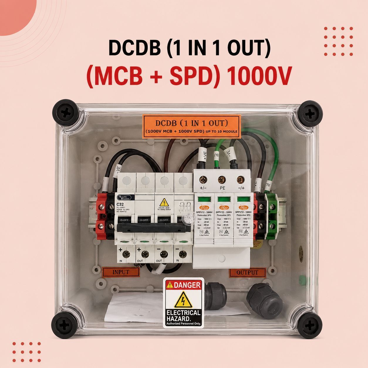 DCDB (1 IN 1 OUT) (MCB + SPD) 1000V