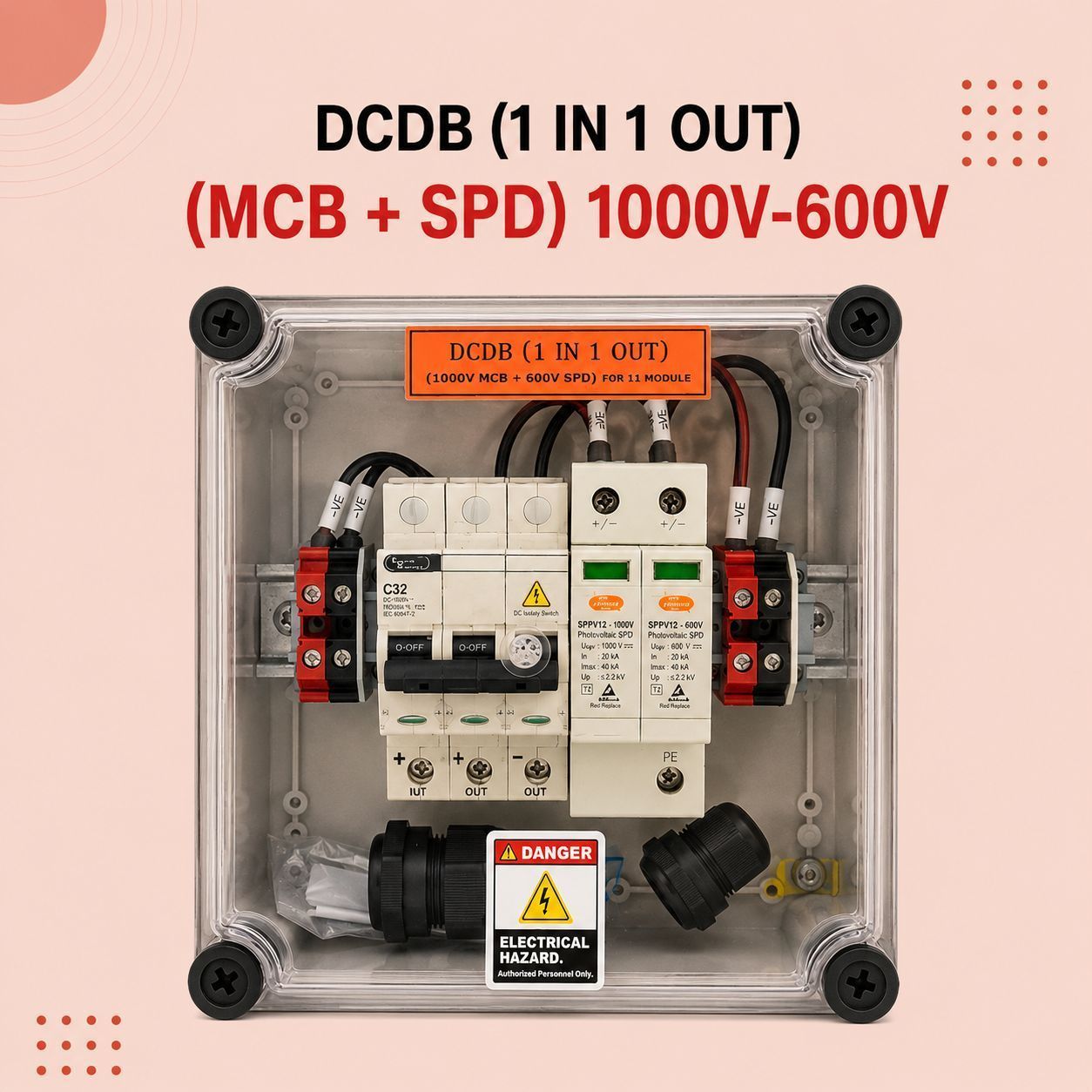 DCDB (1 IN 1 OUT) (MCB + SPD) 1000V-600V