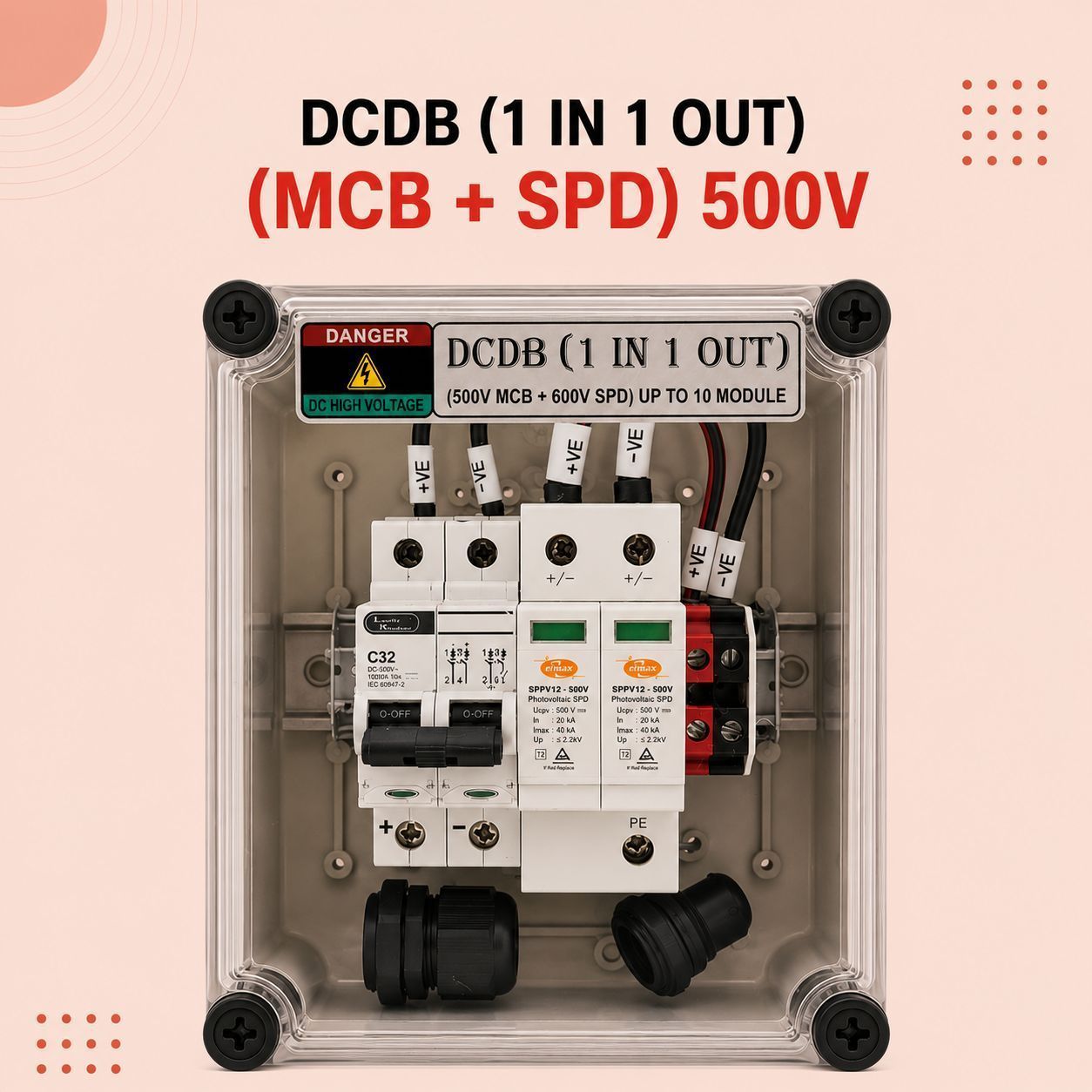 DCDB (1 IN 1 OUT) (MCB + SPD) 500V