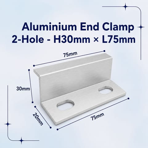 Aluminium End Clamp 2-Hole - H30mm × L75mm