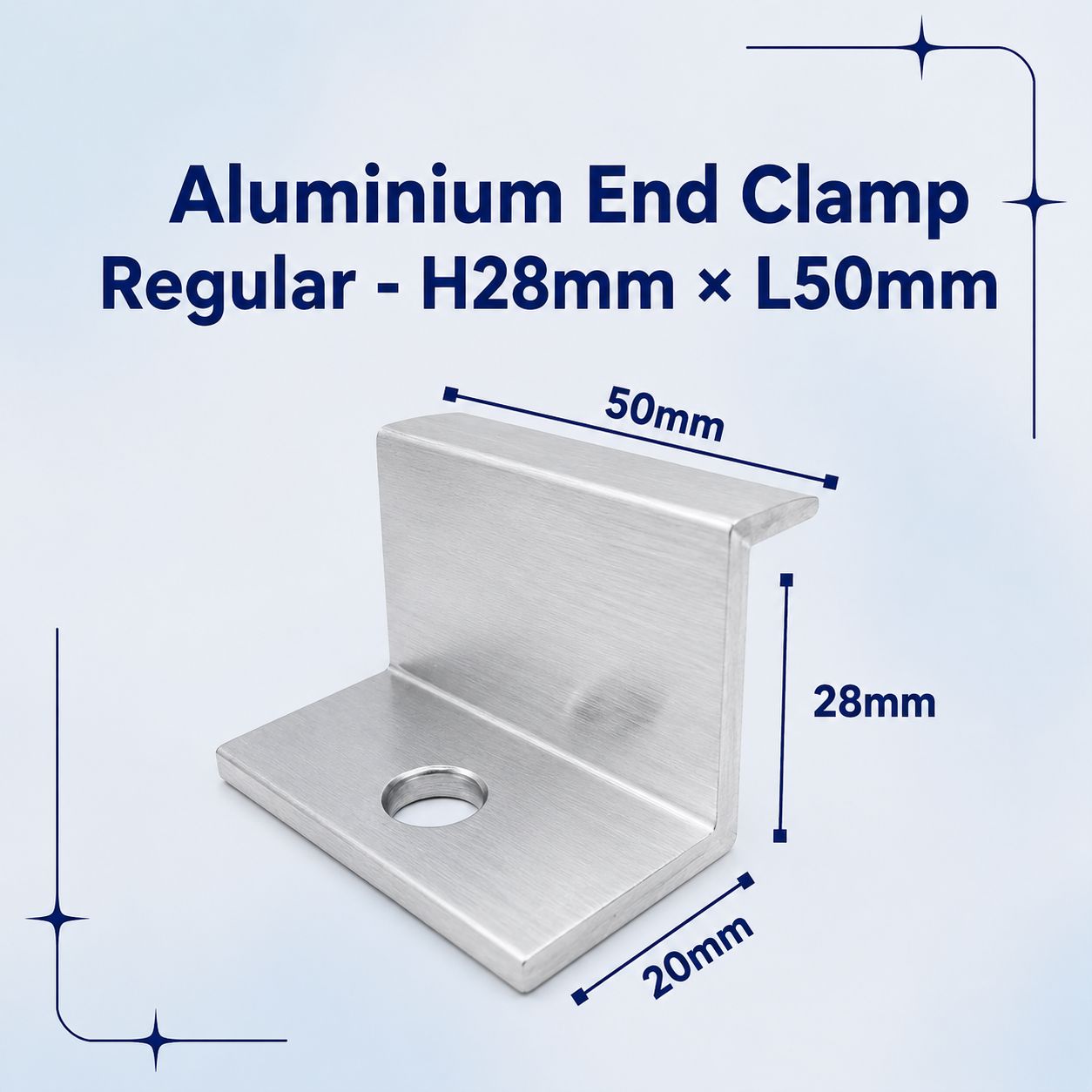 Aluminium End Clamp Regular - H28mm × L50mm