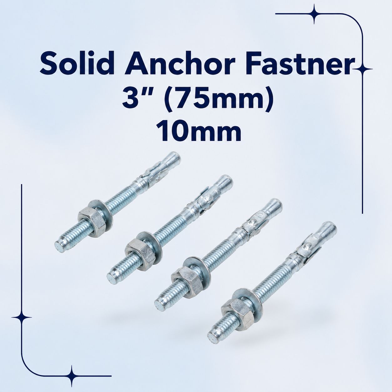 Solid Anchor Fastner 3" (75mm) 10mm