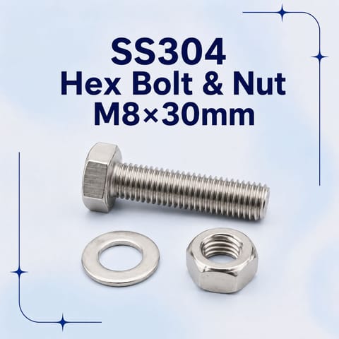 SS304 Hex Bolt & Nut M8×30mm