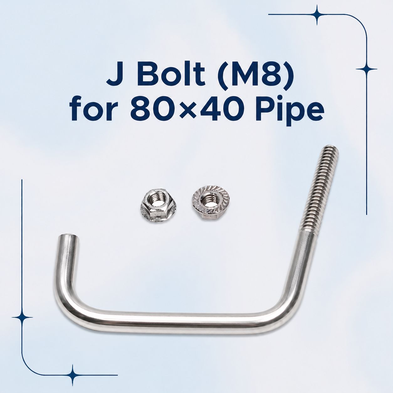 J Bolt (M8) with Flange Nut for 80×40 Pipe