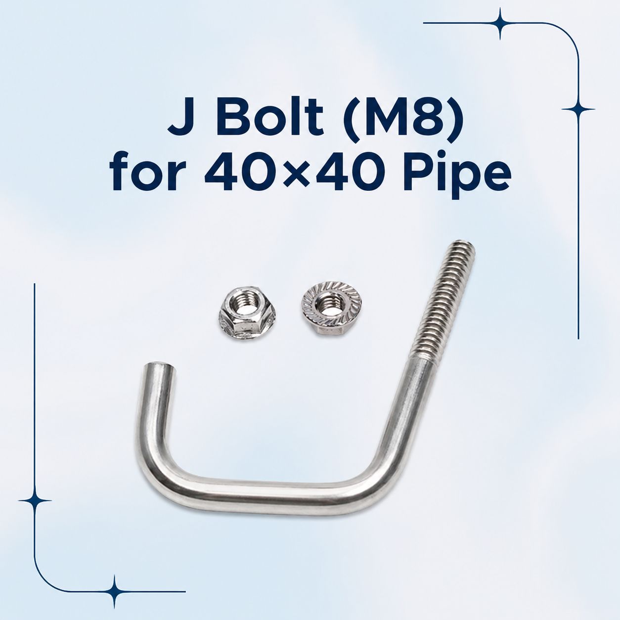 J Bolt (M8) with Flange Nut for 40×40 Pipe