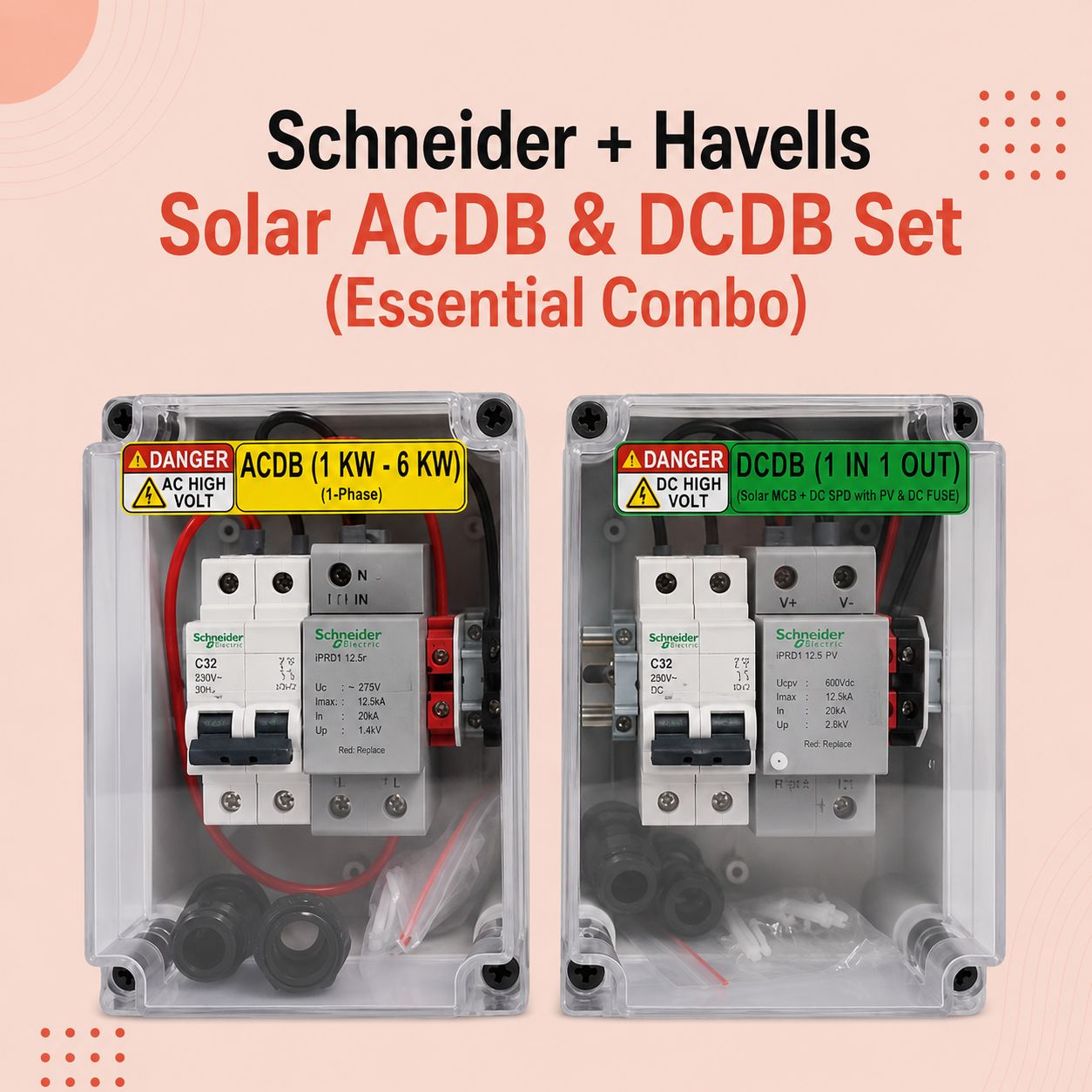 Schneider + Havells Solar ACDB & DCDB Set (Essential Combo)
