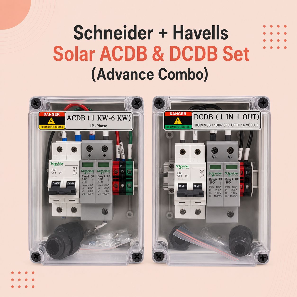 Schneider + Havells Solar ACDB & DCDB Set (Advance Combo)