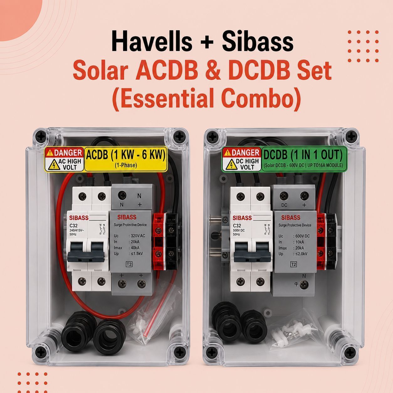 Havells + Sibass Solar ACDB & DCDB Set (Essential Combo)