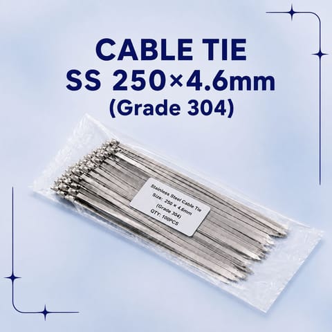SS Cable Tie - 250mm x 4.6mm 100 PC/PKT