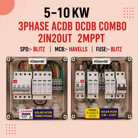 5-10KW  3PHASE ACDB DCDB COMBO 2IN2OUT  2MPPT SPD:-BLITZ MCB:-HAVELLS  FUSE:-BLITZ