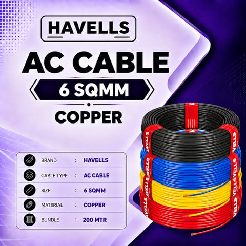 HAVELLS AC Cable - 6 sqmm FR (200 MTR)