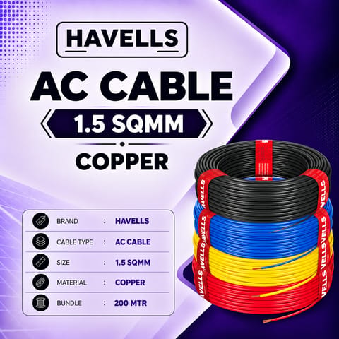 HAVELLS AC Cable - 1.5 sqmm FR (200 MTR)