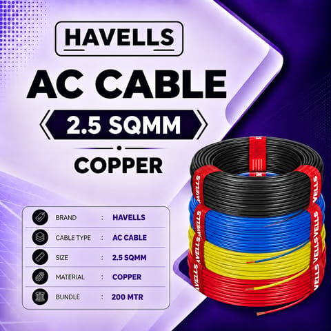 HAVELLS AC Cable - 2.5 sqmm FR (200 MTR)