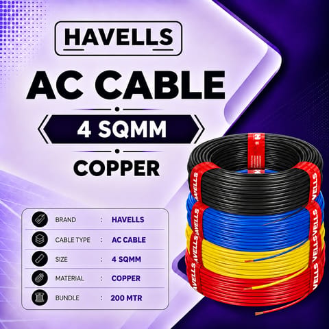 HAVELLS AC Cable - 4 sqmm FR (200 MTR)