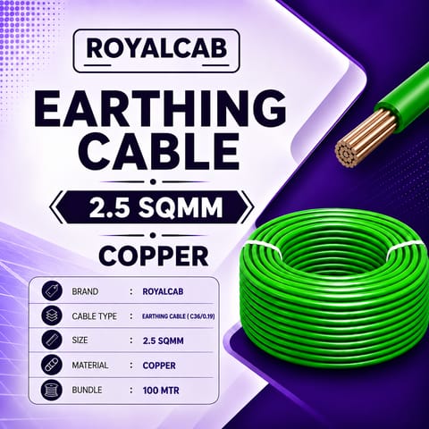 ROYALCAB Earthing Cable - 2.5 sqmm C36/0.19 (100 MTR) COPPER 