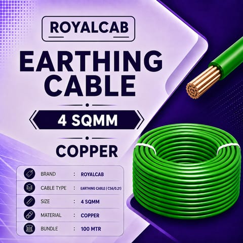 ROYALCAB Earthing Cable - 4 sqmm C56/0.21 100 MTR) COPPER
