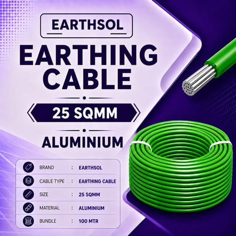 Earthsol 25sqmm Green Earthing Aluminium Cable