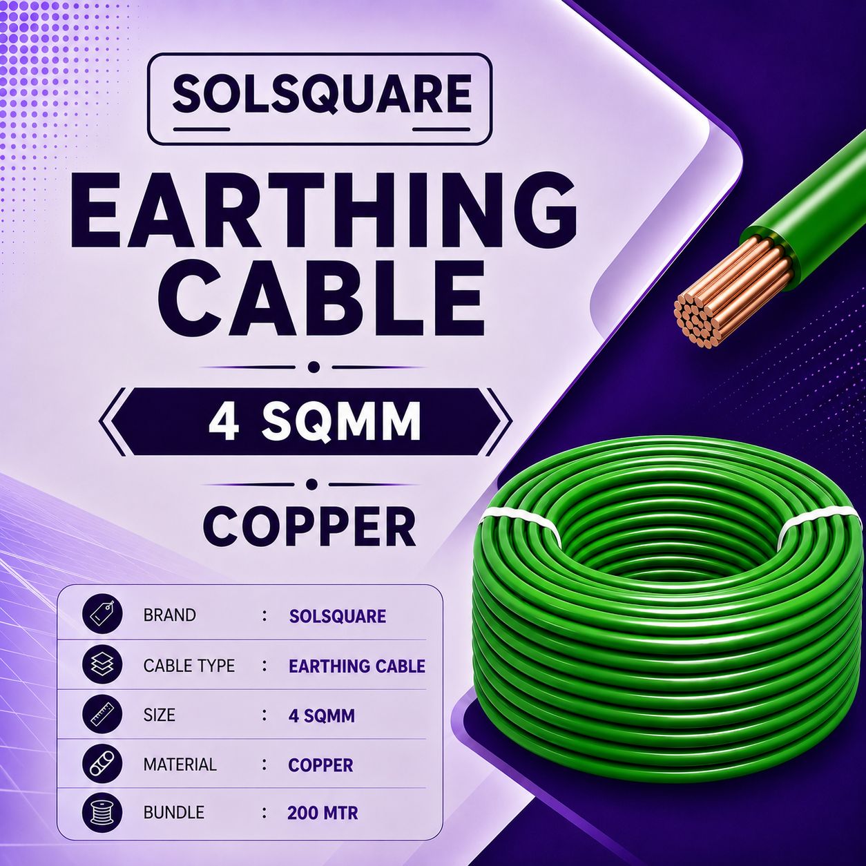 Solsquare Earthing Cable 4 Sqmm Copper