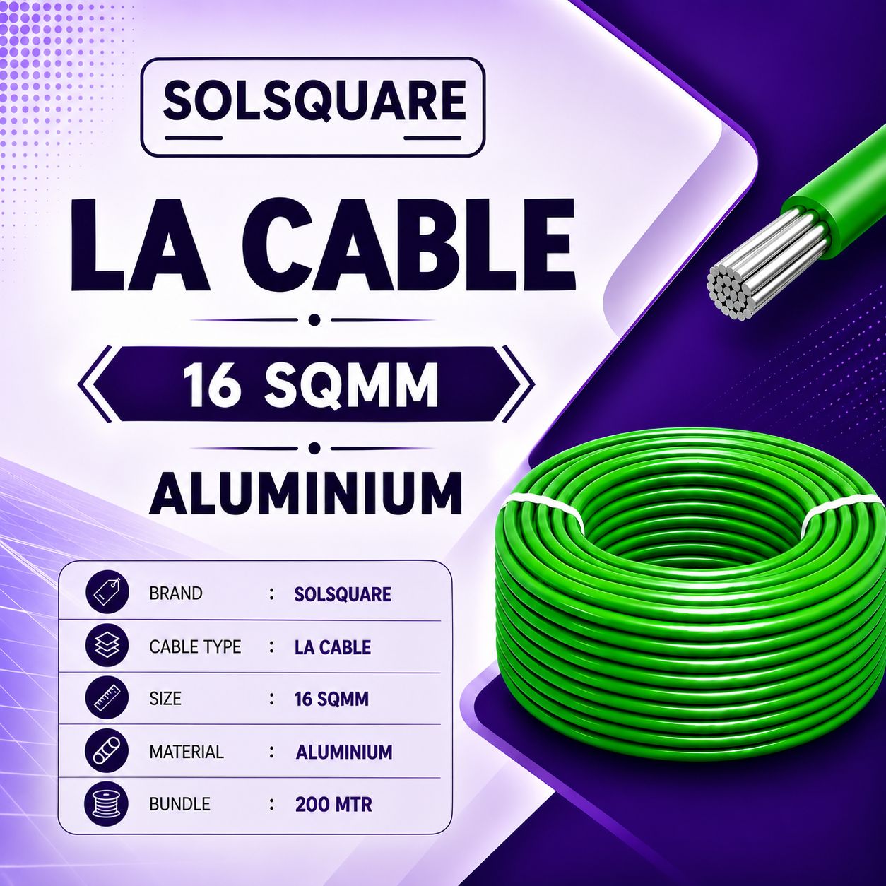 Solsquare LA Cable 16 Sqmm  – Aluminium