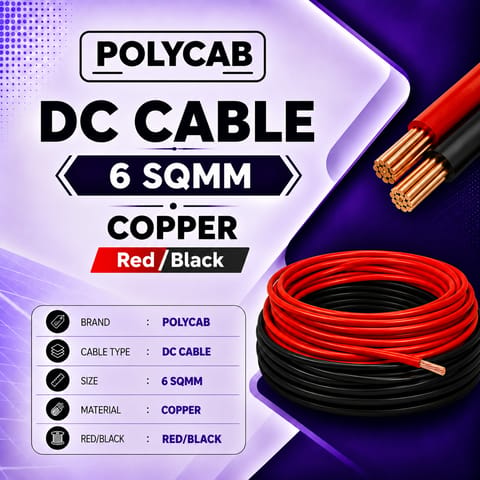 Polycab   DC cable  6 SQMM Red/Black Copper