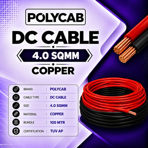 POLYCAB DC CABLE 4 SQMM COPPER BLACK / RED TUV A