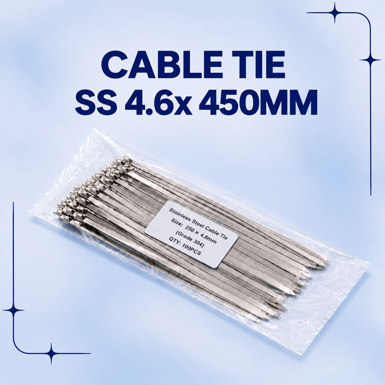 EARTHSOL SS CABLE  TIE BALL LOCK  4.6x 450MM  100 PC/PKT